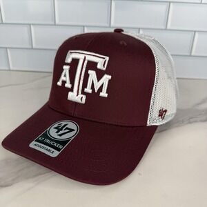 Texas A&M Aggies Hat Cap Snap Back Mens One Size Maroon‎ White NCAA 47 Trucker